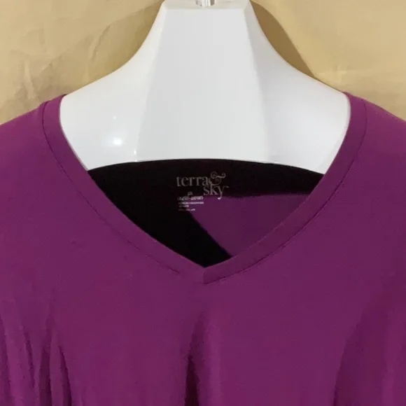 Terra & Sky Size 3X Purple Long Sleeve Tee Shirt - Picture 2 of 6